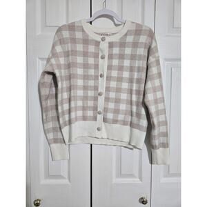 Nanette Lepore medium women's beige/cream button front cardigan